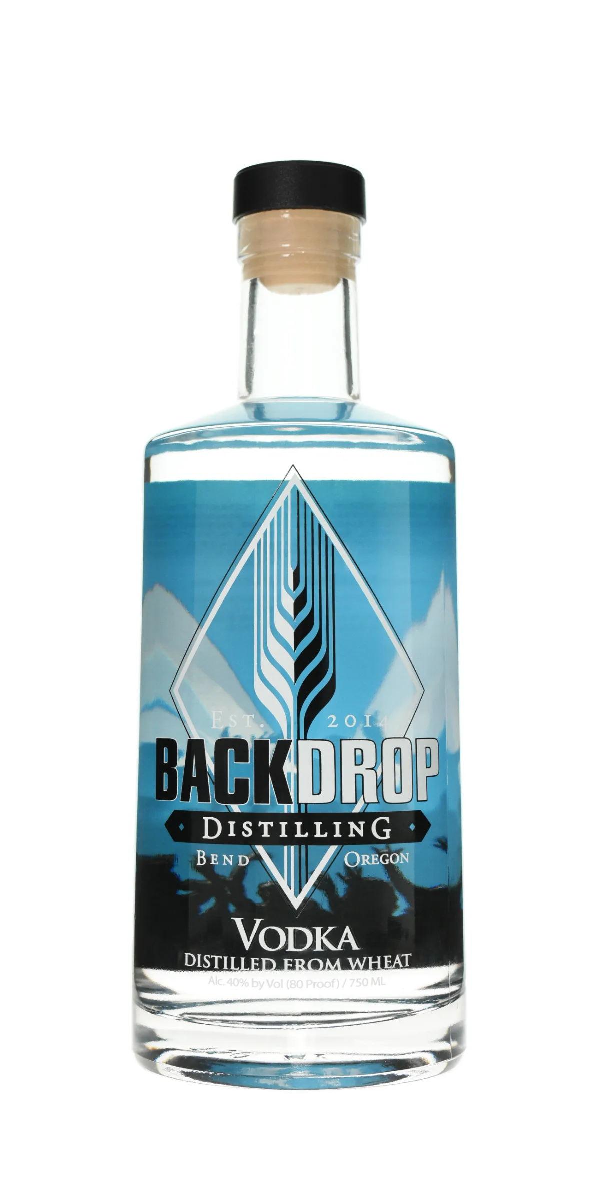 Vodka bottle on a painted backdrop