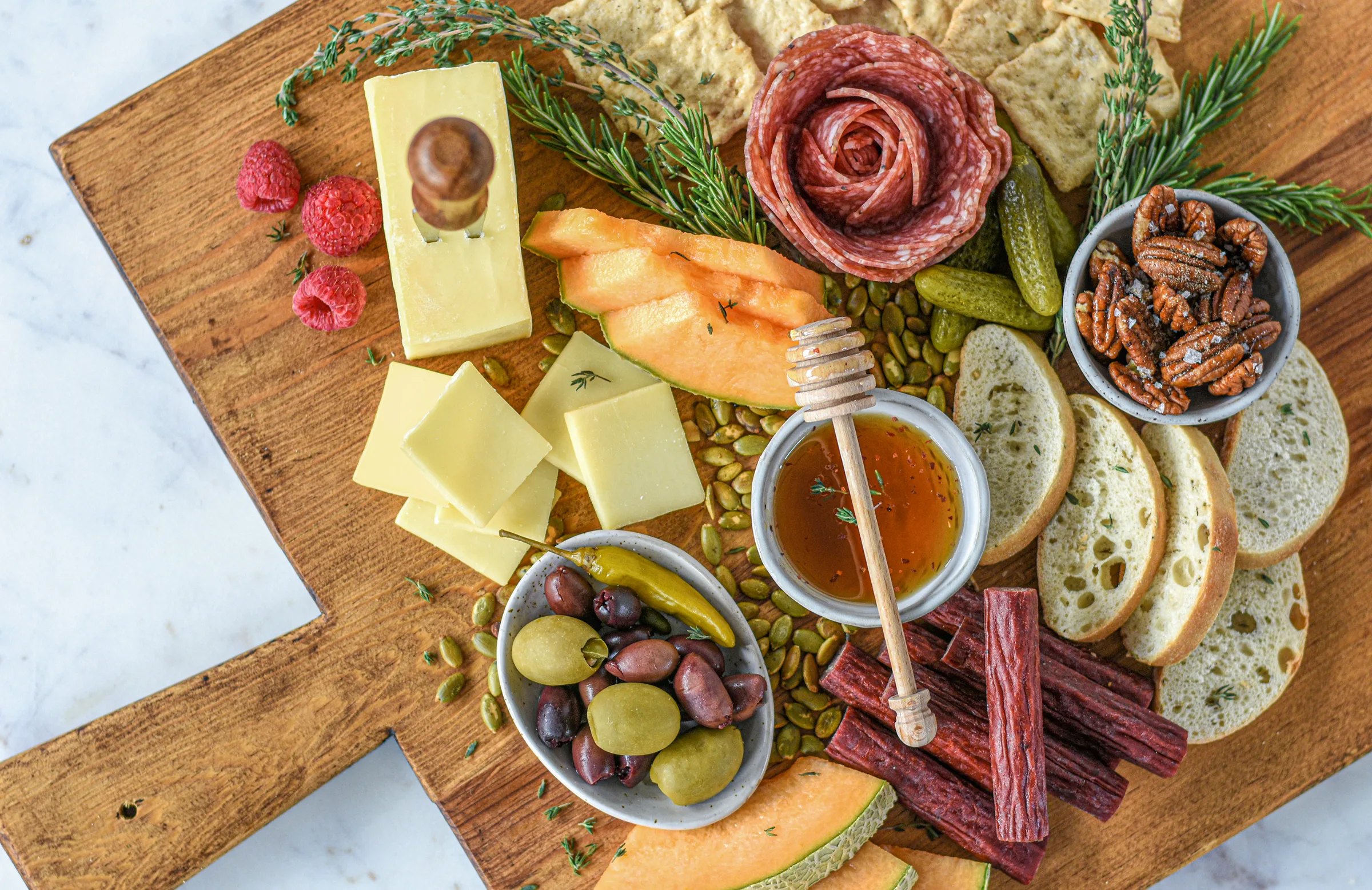Charcuterie board styled for a menu