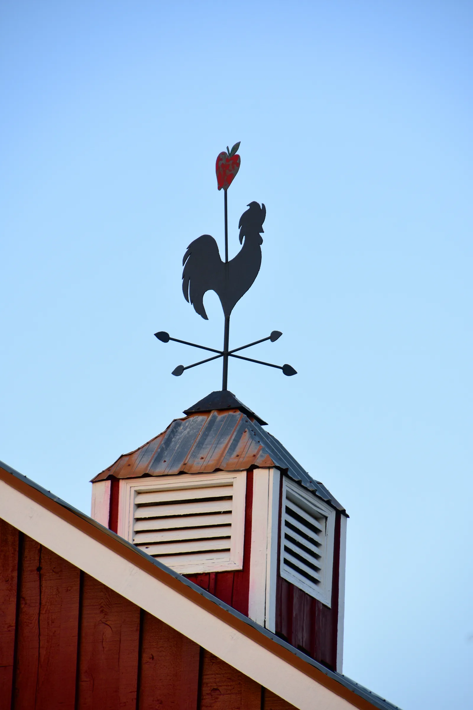 Rooster sign against an open sky