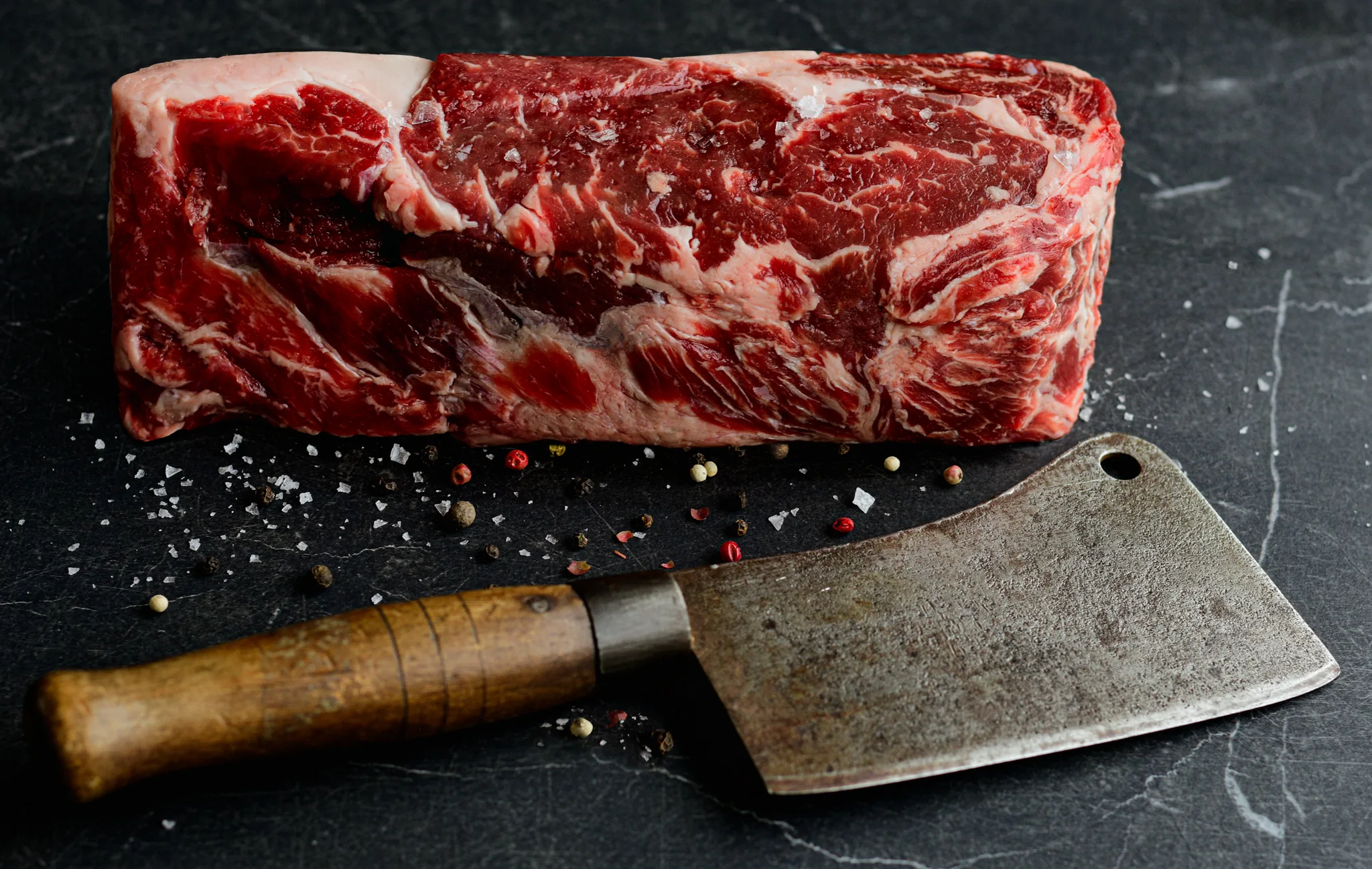Steak and cleaver styled for a menu set